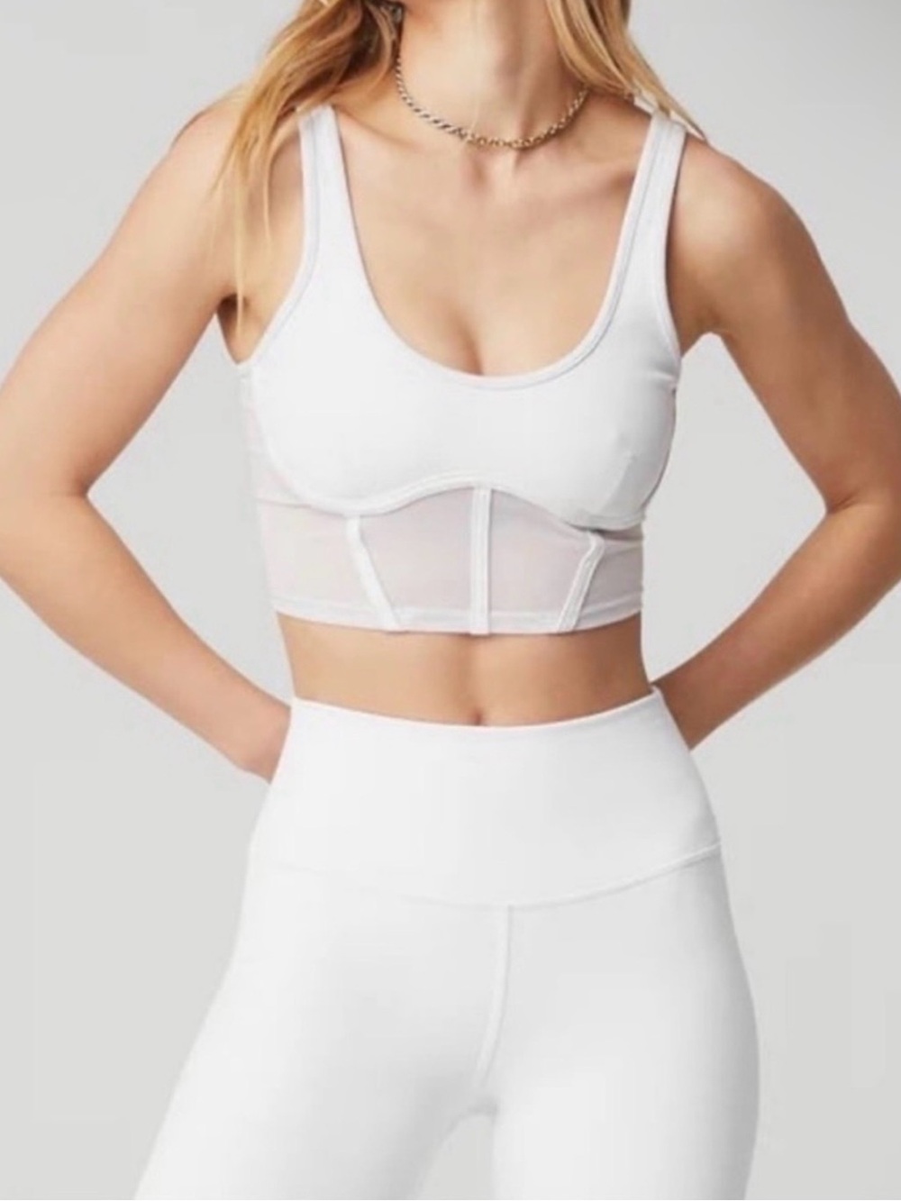 Alo Yoga Airbrush Mesh White Corset Tank